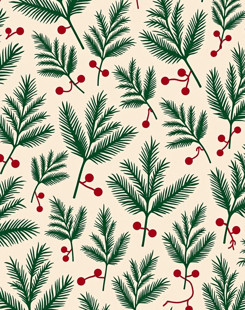 Festive Evergreen Berry Sprigs Rug