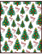 Merry Christmas Trees Green Red Ornaments Rug