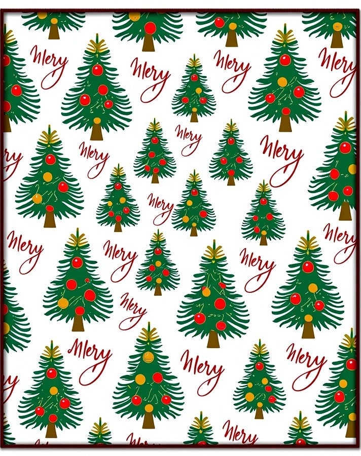 Merry Christmas Trees Green Red Ornaments Rug