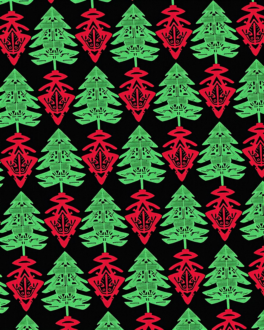 Retro Christmas Tree Repeating Pattern Rug