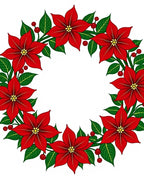 Crimson Poinsettia Leaf Garland Rug