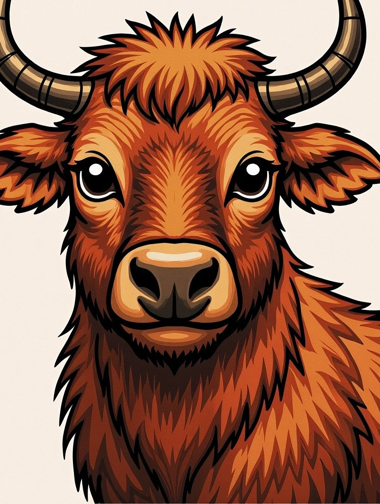 Rustic Orange Highland Cow Portrait Rug