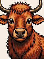Rustic Orange Highland Cow Portrait Rug
