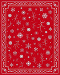 Crimson Snowflakes Twig Border Rug