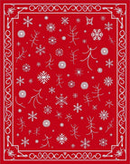 Crimson Snowflakes Twig Border Rug