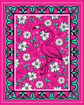 Vibrant Pink Flamingo Floral Meadow Rug