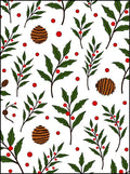 Green Leafy Branches Red Berries Orb Rug