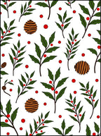 Green Leafy Branches Red Berries Orb Rug