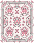 Pink Child Figure Floral Frame Rug