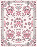 Pink Child Figure Floral Frame Rug