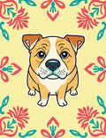 Cute Bulldog Coral Teal Floral Rug