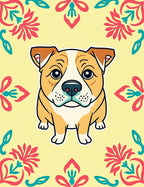Cute Bulldog Coral Teal Floral Rug