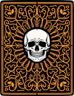 Black Orange Skull Radiating Swirls Rug