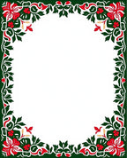 Vivid Red Hibiscus Green Tropical Border Rug