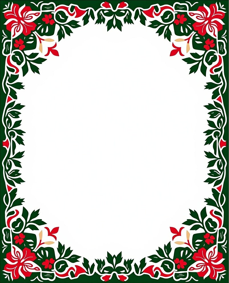 Vivid Red Hibiscus Green Tropical Border Rug
