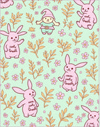 Pastel Pink Bunny Floral Garden Rug
