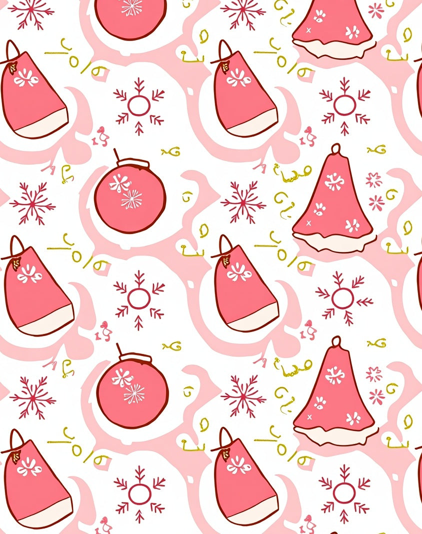 Pink Holiday Ornaments Snowflake Swirl Rug
