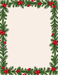 Green Fir Red Berry Border Rug