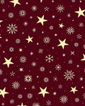 Crimson Yellow Star Snowflakes Scatter Rug