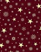 Crimson Yellow Star Snowflakes Scatter Rug