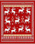 Red White Reindeer Woodland Holiday Rug