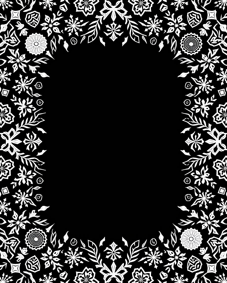 White Floral Snowflake Border Art Rug