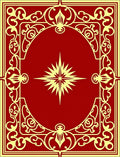Crimson Golden Starburst Border Rug
