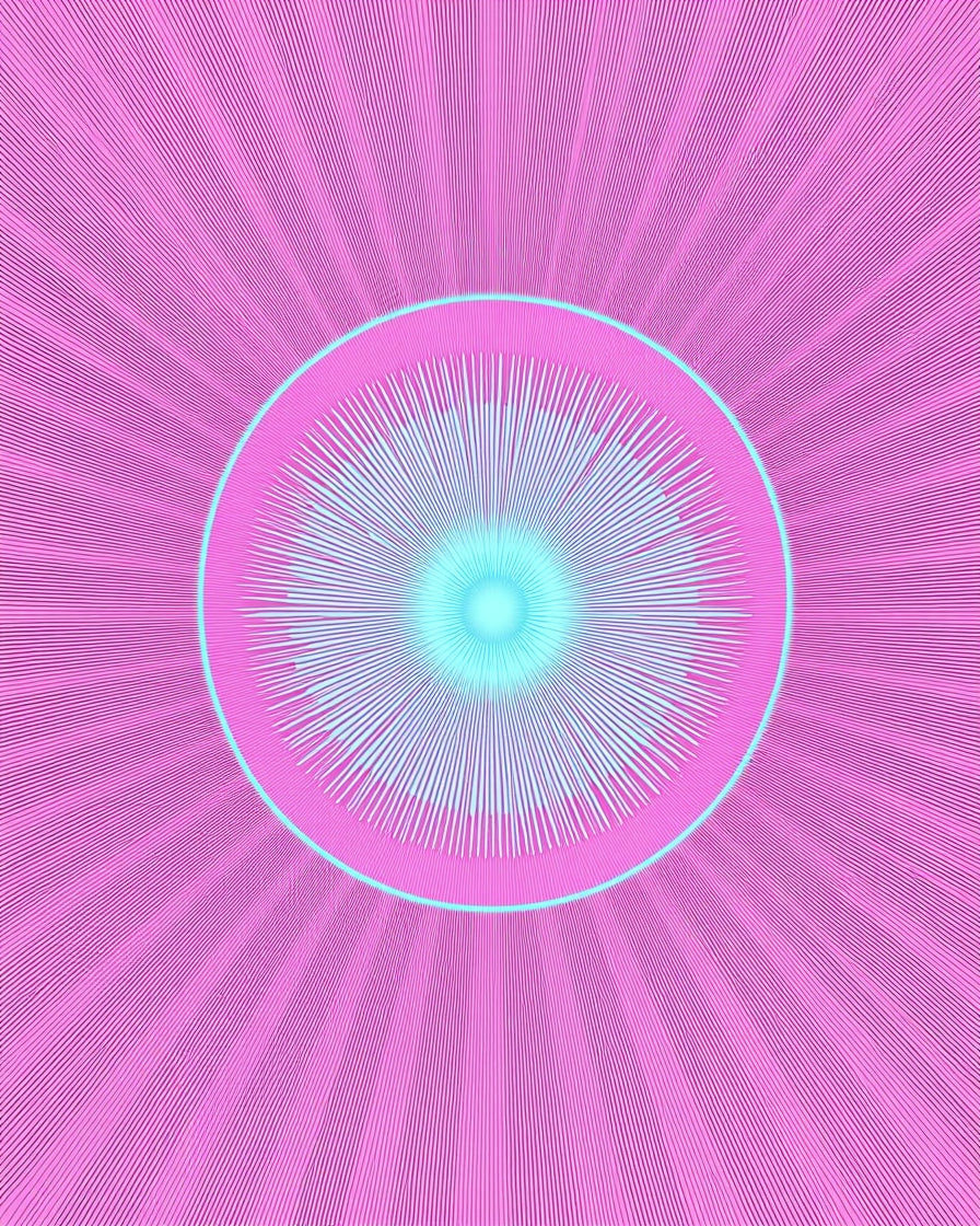 Bright Pink Cyan Burst Circle Rug