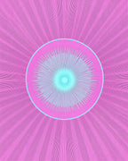 Bright Pink Cyan Burst Circle Rug