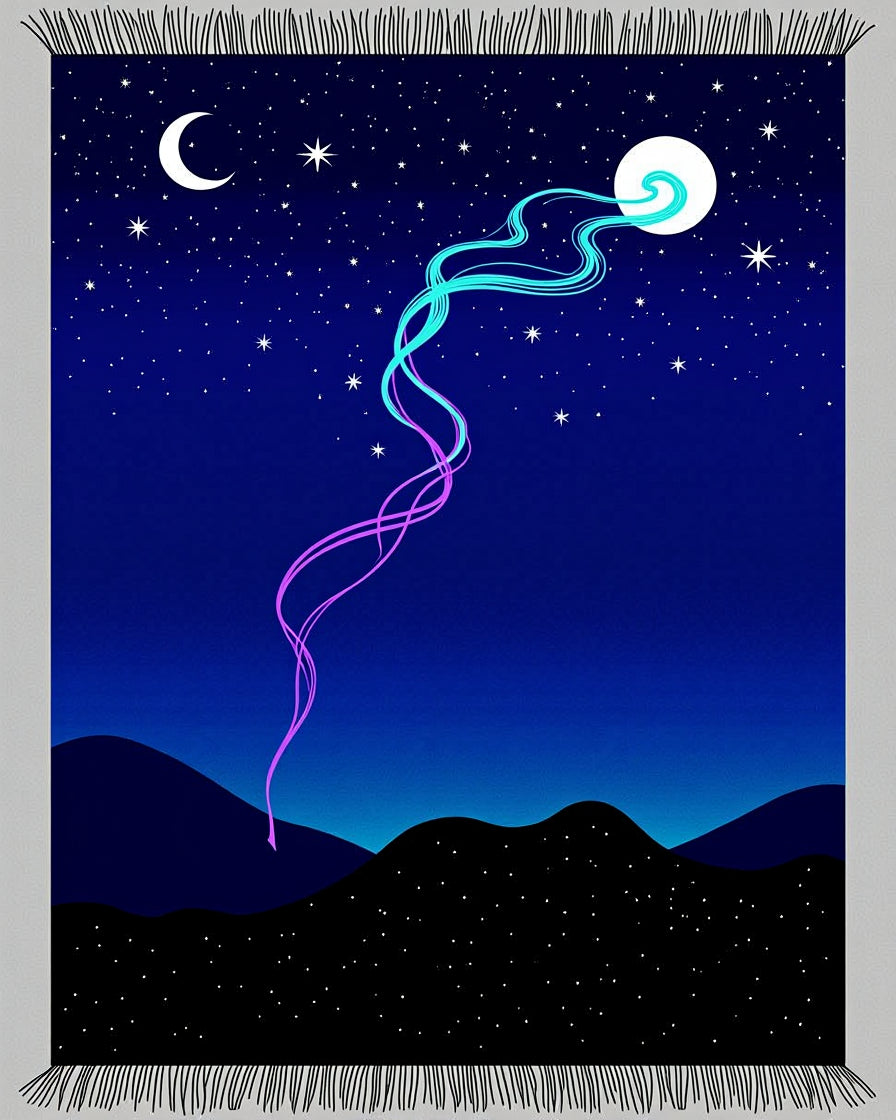 Celestial Moon And Stars Swirl Rug