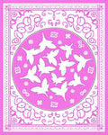 Pink Butterfly Garden Oval Rug