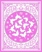 Pink Butterfly Garden Oval Rug