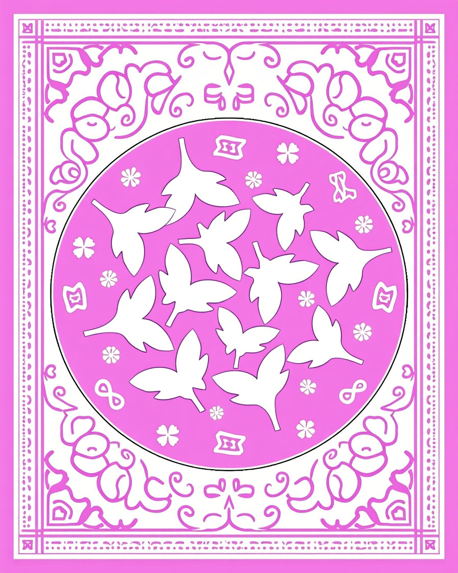 Pink Butterfly Garden Oval Rug