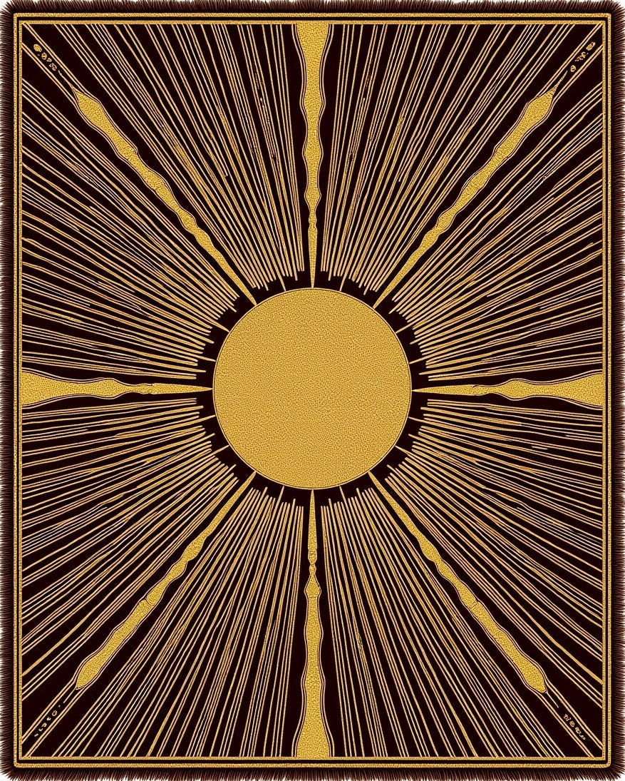 Golden Sunburst Dark Rays Rug