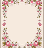 Charming Pink Floral Garland Frame Rug