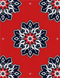 Crimson Navy White Starburst Medallion Rug