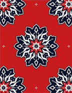 Crimson Navy White Starburst Medallion Rug