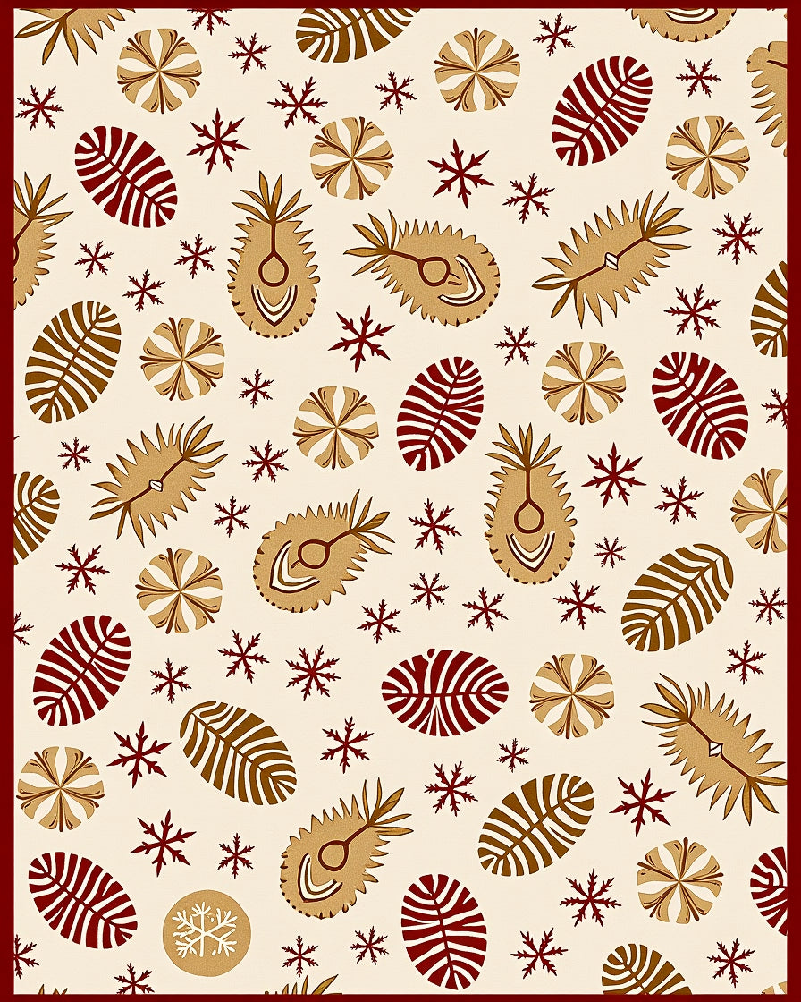 Crimson Brown Scattered Botanical Medallion Rug