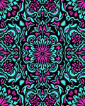 Vibrant Pink Teal Floral Mandala Rug