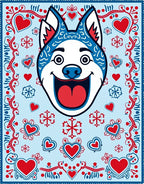 Blue Red Hearted Husky Joyful Rug