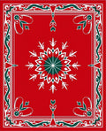 Red Snowflake Border With Green Accents Rug