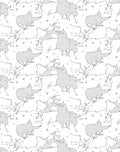Minimalist Gray Elephant Sketch Repeat Rug