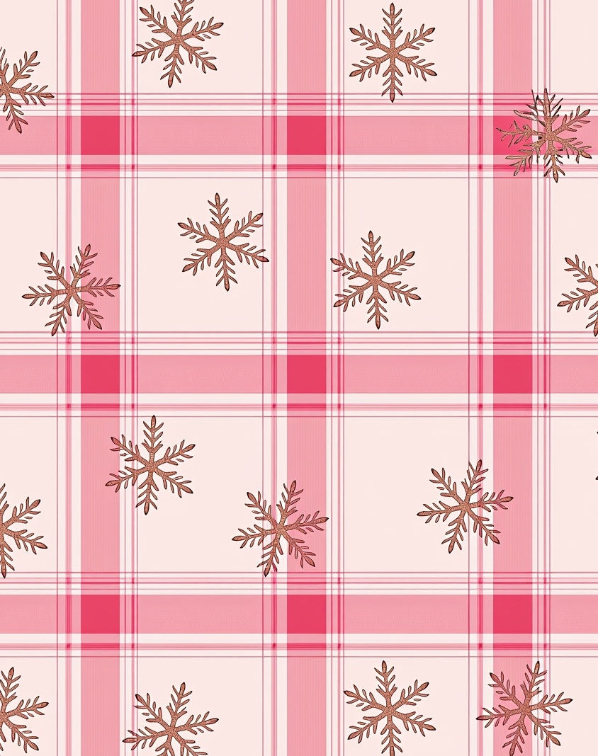 Pink Plaid Snowflake Scatter Rug