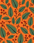 Festive Green Fir Berry Orange Rug