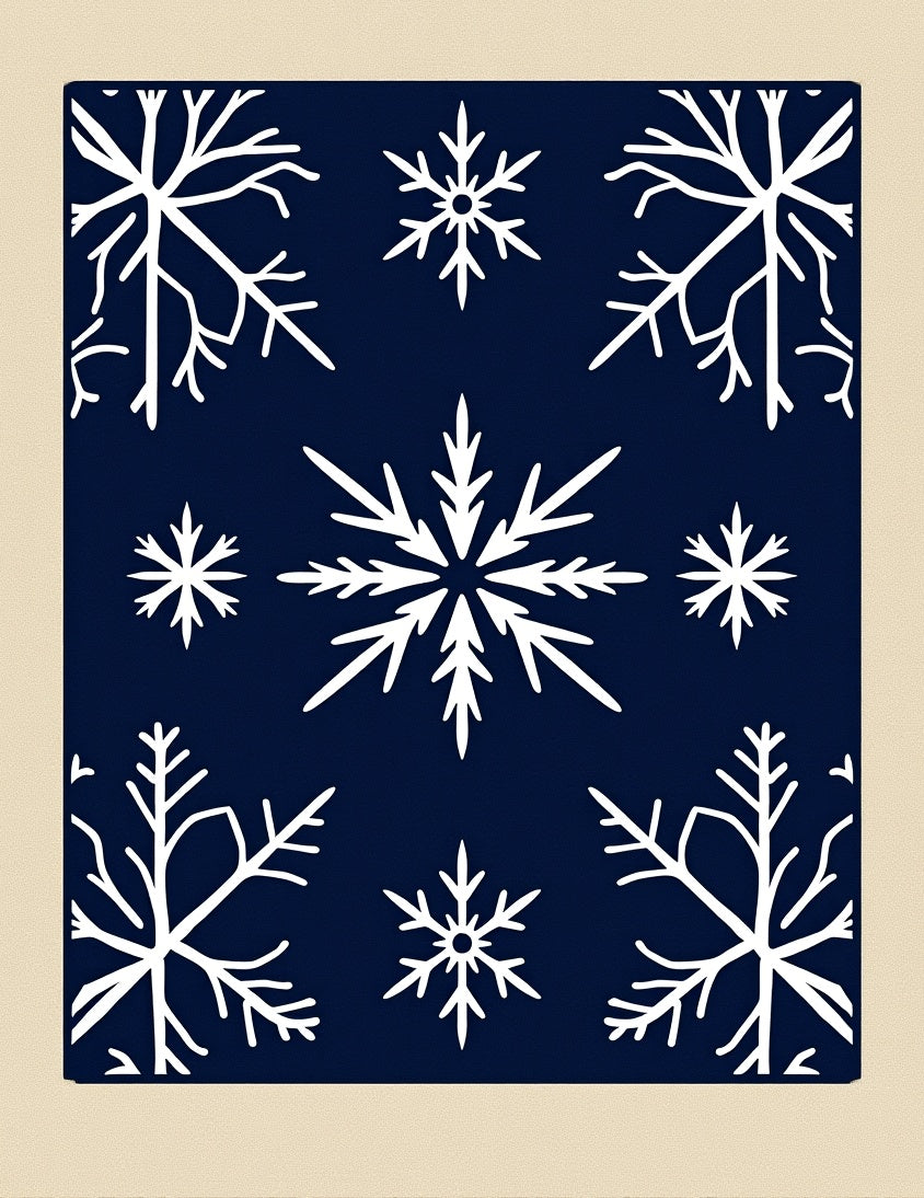 Navy White Snowflake Arrangement Rug