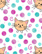 Playful Orange Cat Yarn Balls Rug