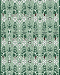 Earthy Green Forest Trees Medallion Rug