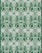 Earthy Green Forest Trees Medallion Rug