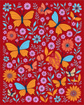 Crimson Garden Butterflies Floral Medley Rug