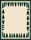 Dark Green Pine Forest Border Rug